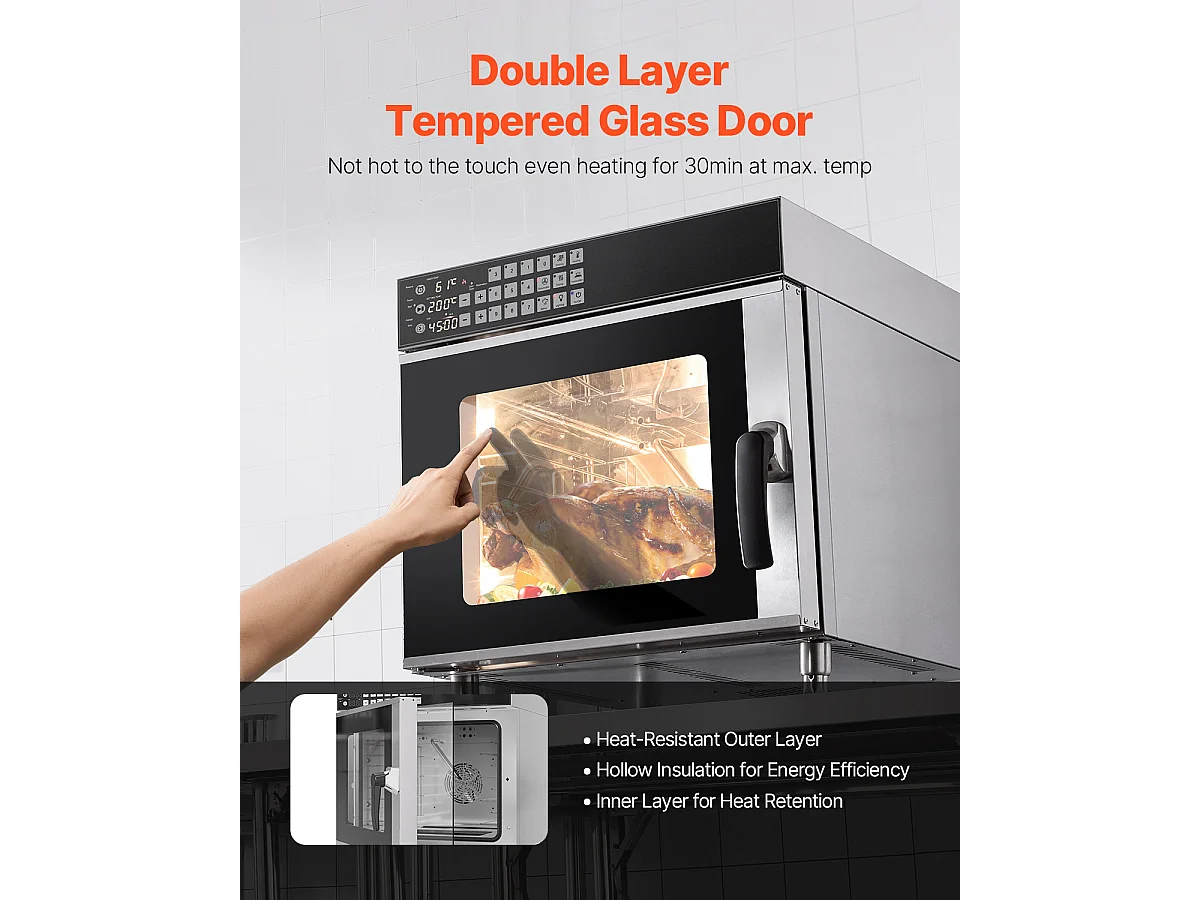 Four à Convection SucceBuy Commercial 58L en Acier Inoxydable 2800 W sur Plan de Travail, pour la Pâtisserie au Restaurant et à la Maison