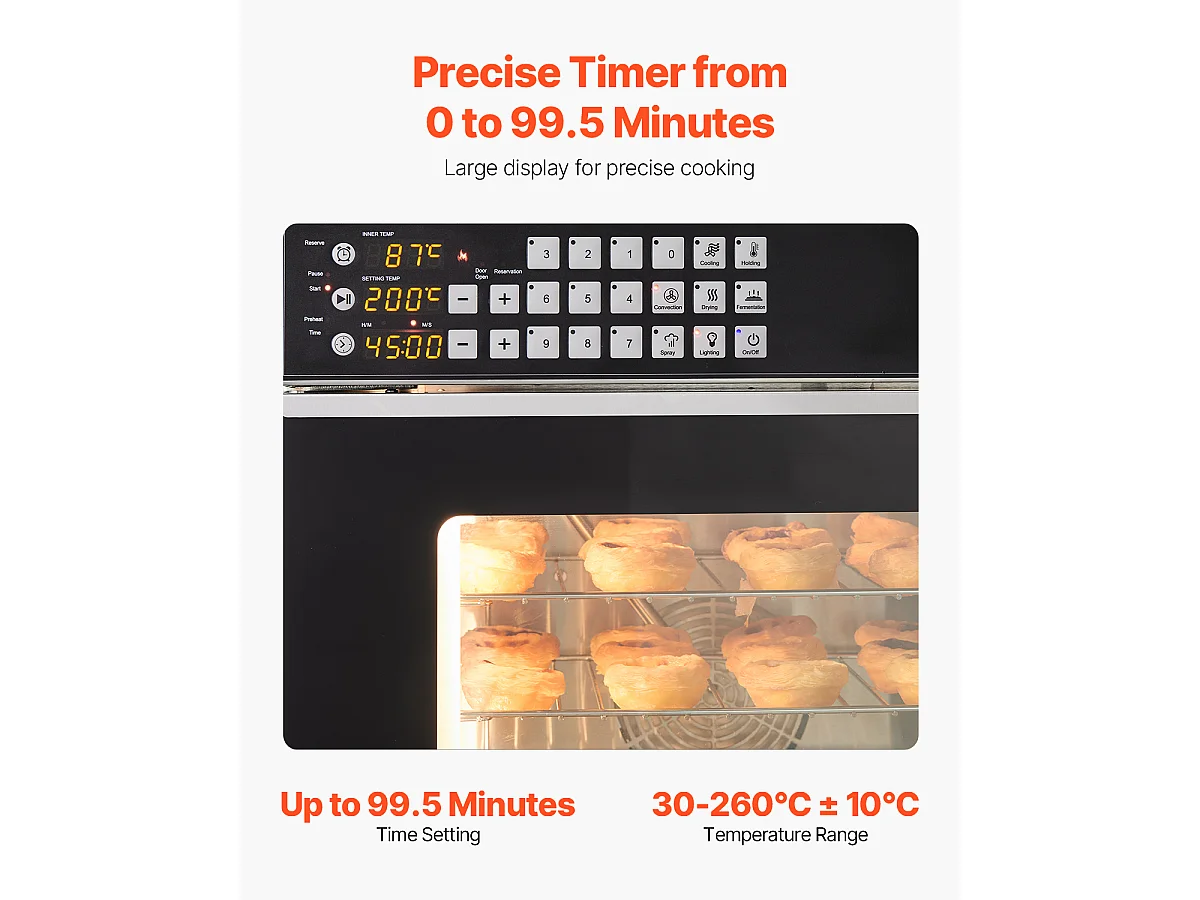 Four à Convection SucceBuy Commercial 58L en Acier Inoxydable 2800 W sur Plan de Travail, pour la Pâtisserie au Restaurant et à la Maison