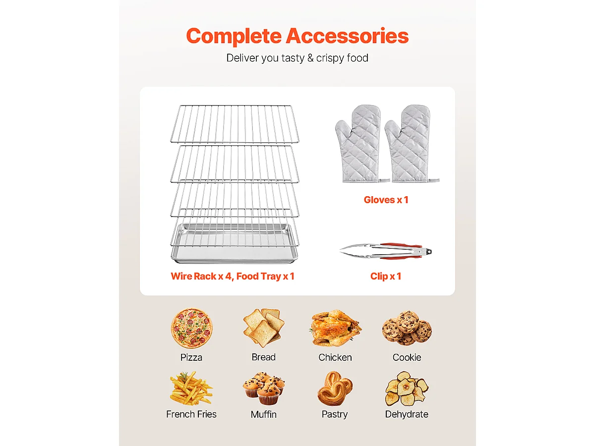 Four à Convection SucceBuy Commercial 58L en Acier Inoxydable 2800 W sur Plan de Travail, pour la Pâtisserie au Restaurant et à la Maison