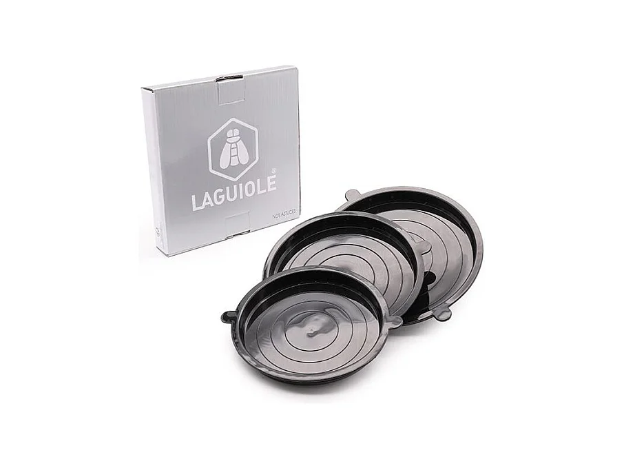 3 couvercles hermétiques noir 16/18/20cm