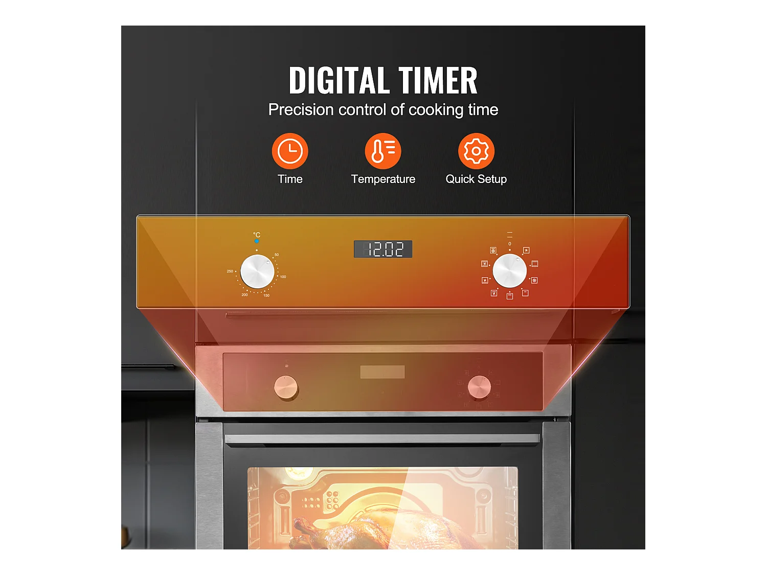 Four Mural Simple SucceBuy Encastrable Électrique de 59.5cm 76L 9 Fonctions, Chauffage Rapide à 200 °C en 5 Min, avec Grille de Cuisson