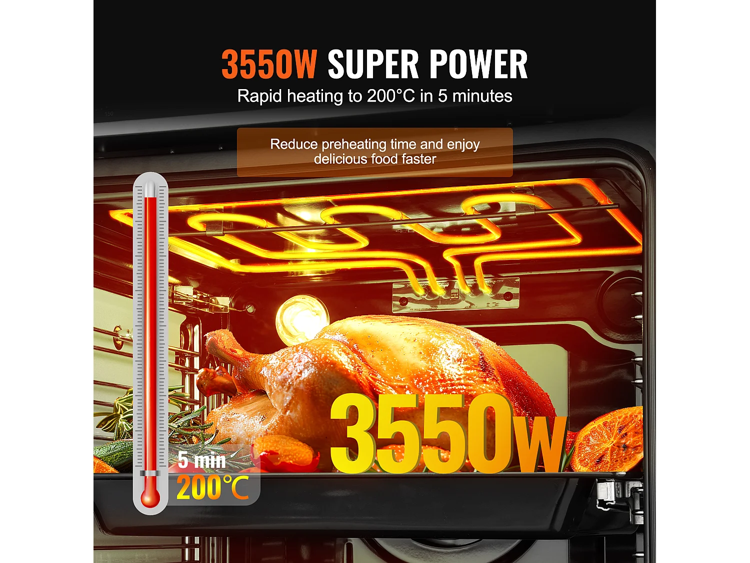 Four Mural Simple SucceBuy Encastrable Électrique de 59.5cm 76L 9 Fonctions, Chauffage Rapide à 200 °C en 5 Min, avec Grille de Cuisson