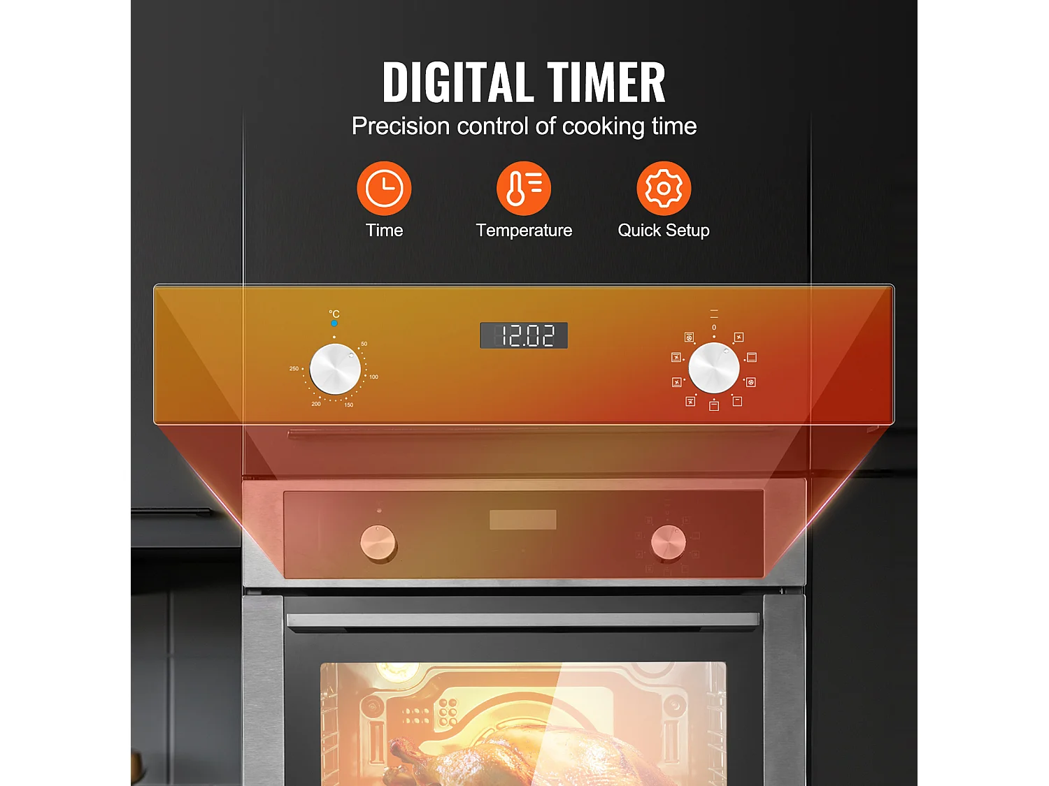 Four Mural Simple SucceBuy Encastrable Électrique de 59.5cm 76L 9 Fonctions, Chauffage Rapide à 200 °C en 5 Min, avec Grille de Cuisson