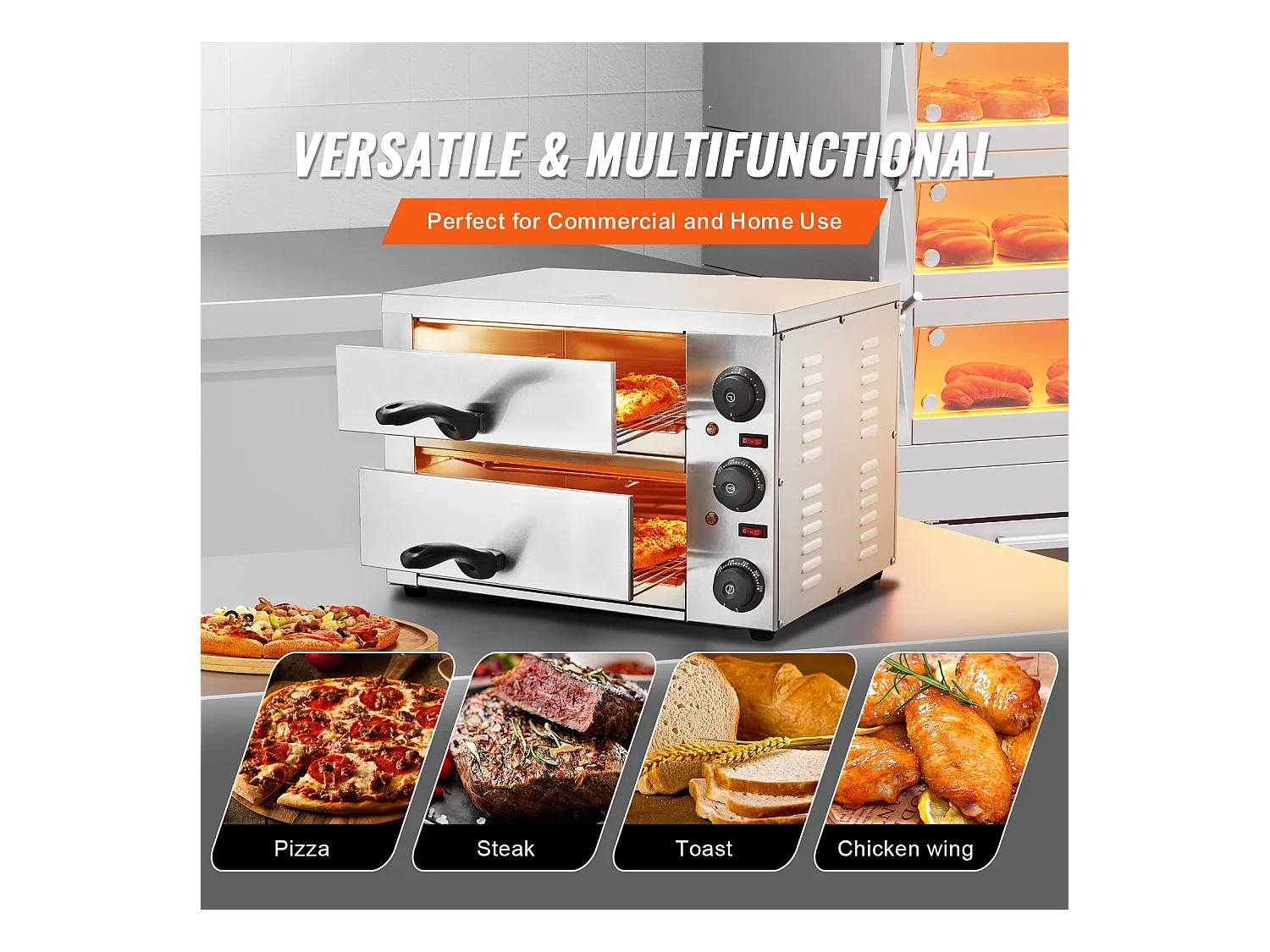 Forno Elétrico para Pizza SucceBuy de Mesa, Tamanho 30CM, com Temperatura Ajustável e Cronômetro de 0 a 120 Minutos