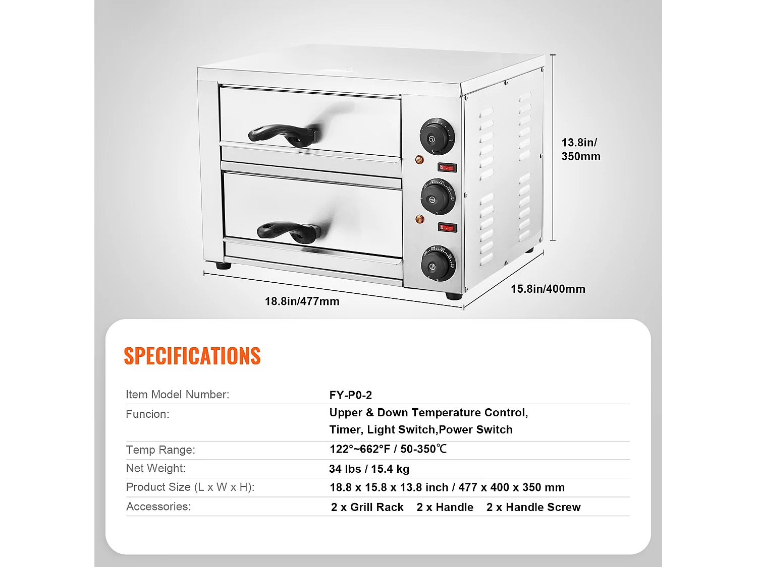 Forno Elettrico per Pizze SucceBuy da Contorno, Dimensione 30CM, con Temperatura Regolabile e Cronometro da 0 a 120 Minuti