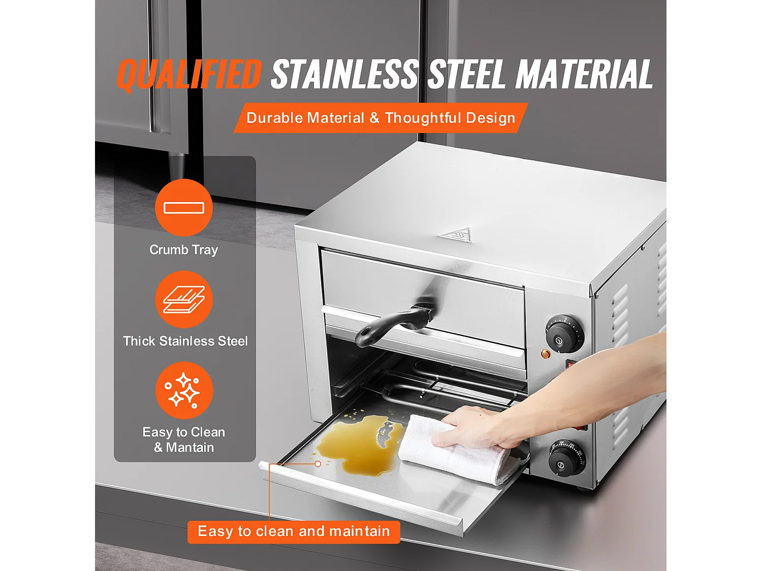 Forno Elettrico per Pizze SucceBuy da Contorno, Dimensione 30CM, con Temperatura Regolabile e Cronometro da 0 a 120 Minuti