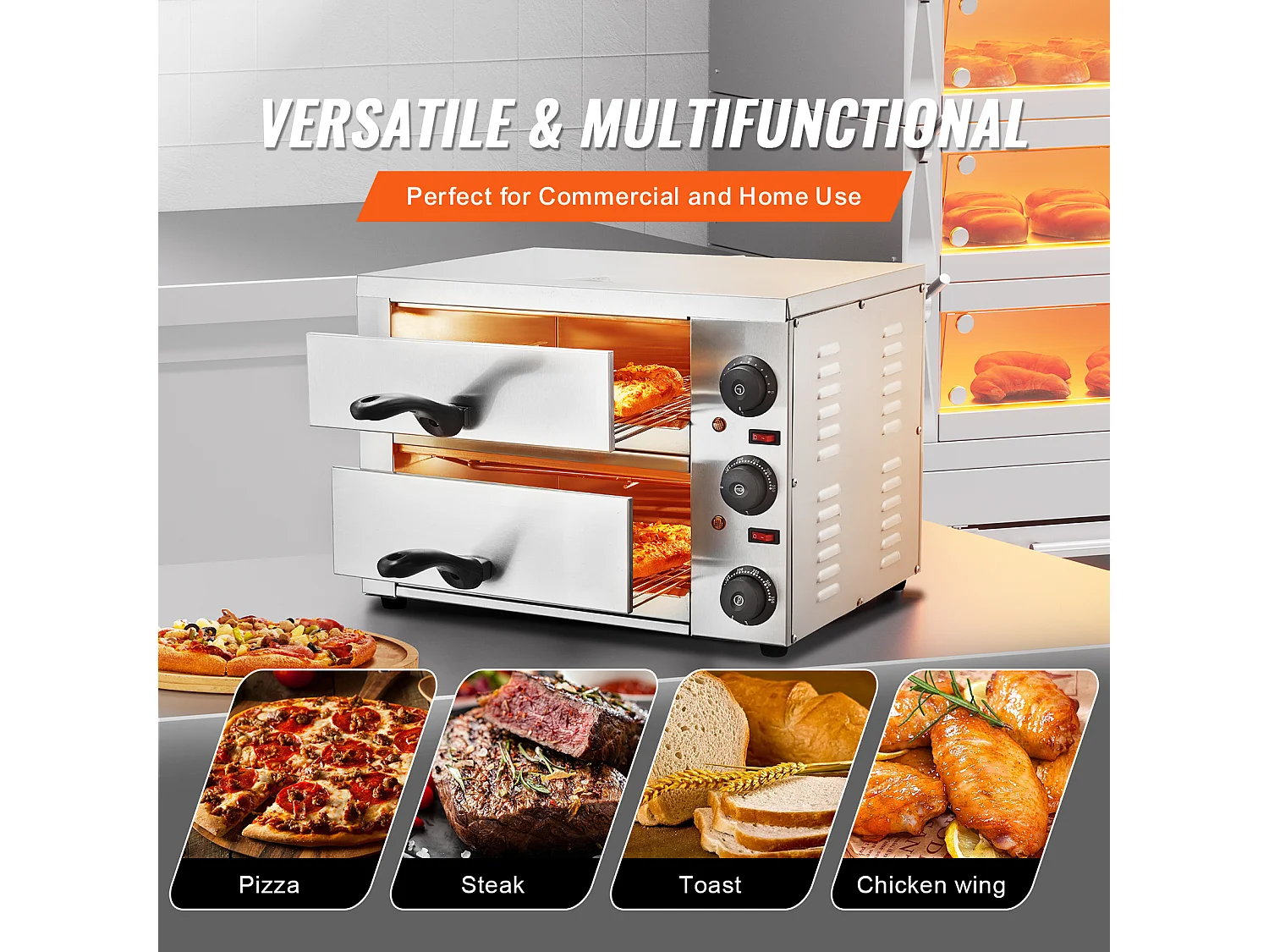 Forno Elettrico per Pizze SucceBuy da Contorno, Dimensione 30CM, con Temperatura Regolabile e Cronometro da 0 a 120 Minuti