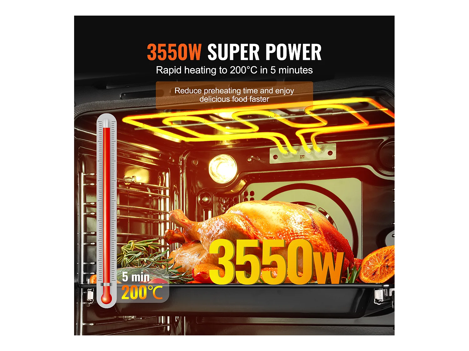 Four Mural Simple SucceBuy Encastrable Électrique de 59.5cm 76L 16 Fonctions pour la Cuisine, Chauffage Rapide à 200 °C en 5 Min, 3550 W