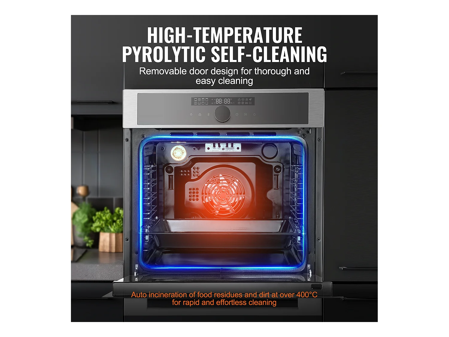 Four Mural Simple SucceBuy Encastrable Électrique de 59.5cm 76L 16 Fonctions pour la Cuisine, Chauffage Rapide à 200 °C en 5 Min, 3550 W