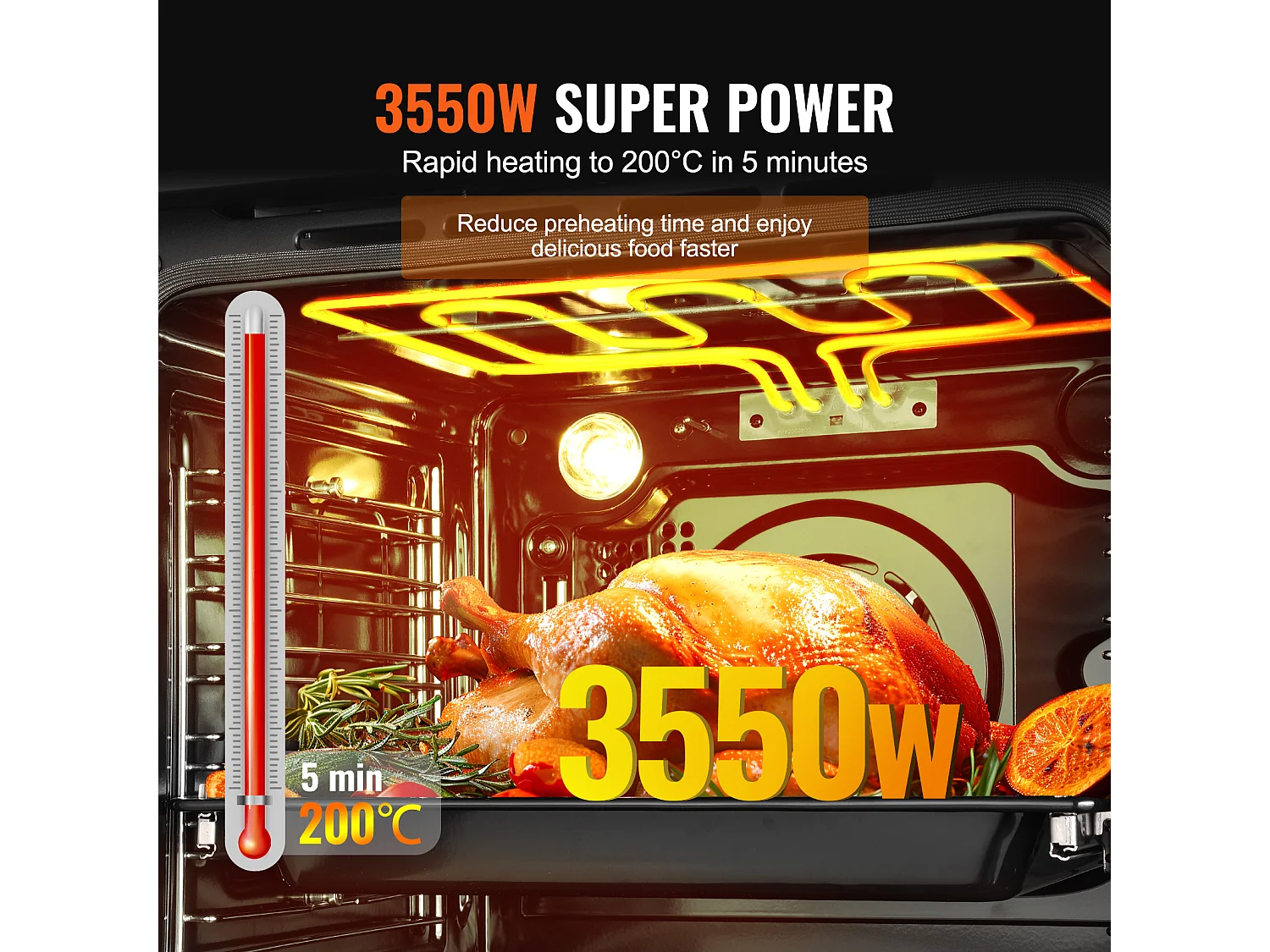 Four Mural Simple SucceBuy Encastrable Électrique de 59.5cm 76L 16 Fonctions pour la Cuisine, Chauffage Rapide à 200 °C en 5 Min, 3550 W