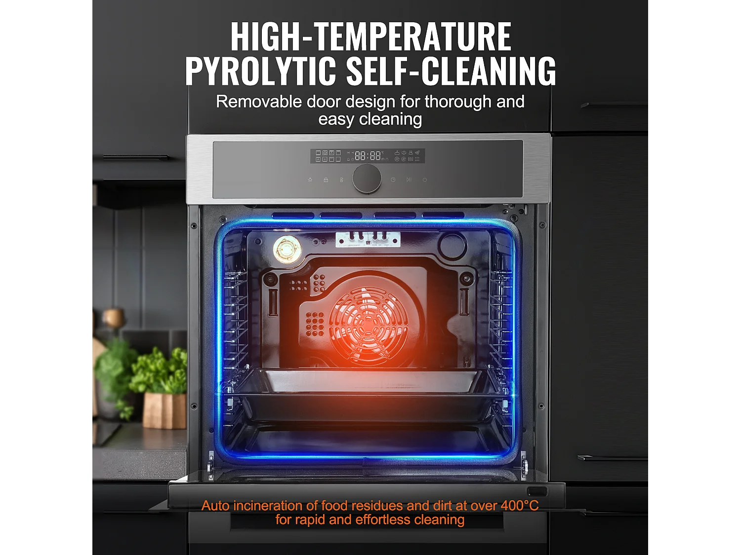 Four Mural Simple SucceBuy Encastrable Électrique de 59.5cm 76L 16 Fonctions pour la Cuisine, Chauffage Rapide à 200 °C en 5 Min, 3550 W