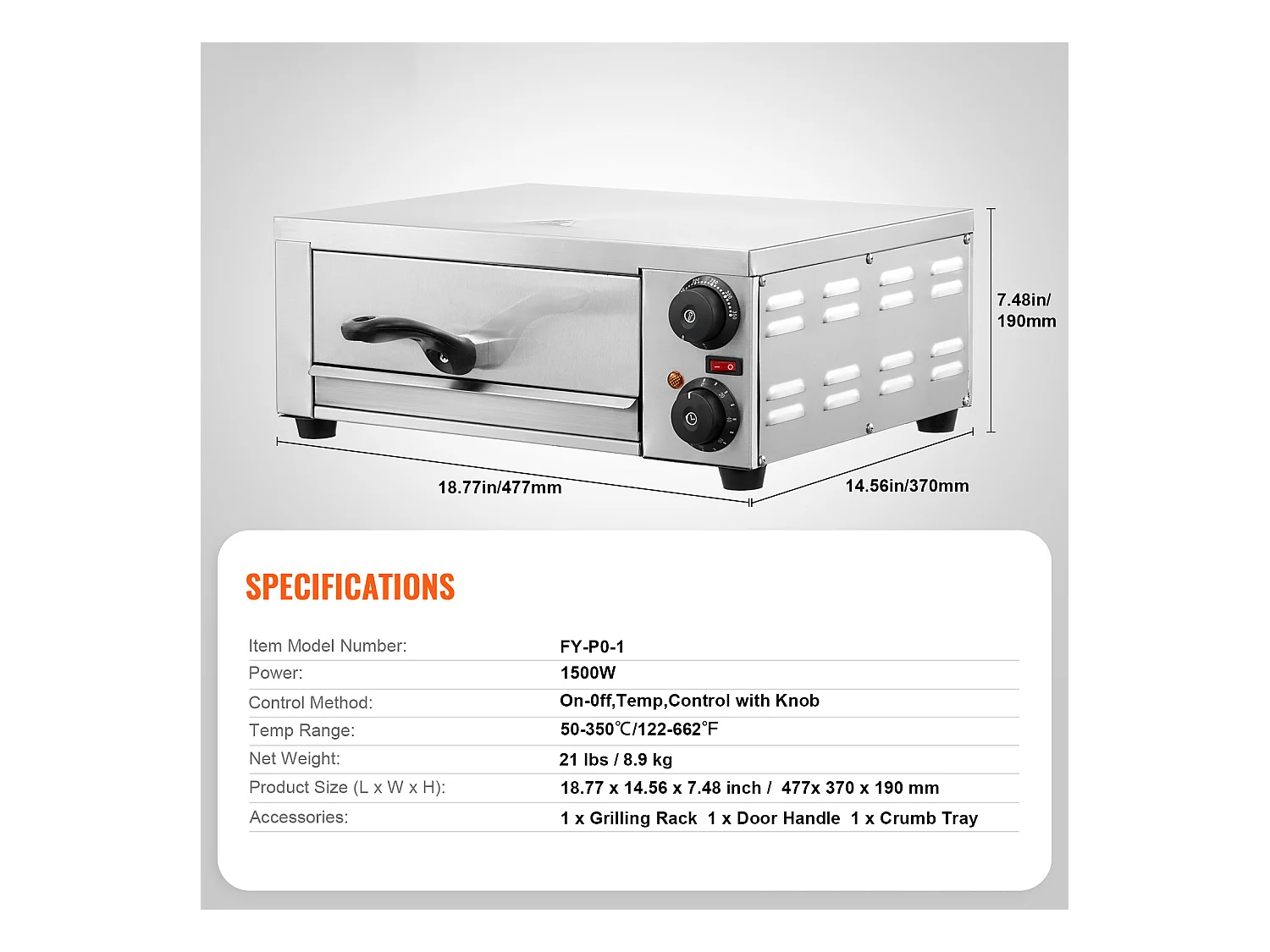 Four à Pizza SucceBuy Électrique de Comptoir, Taille de 30CM, 1500 W, avec Température Réglable et Minuterie de 0 à 120 Minutes