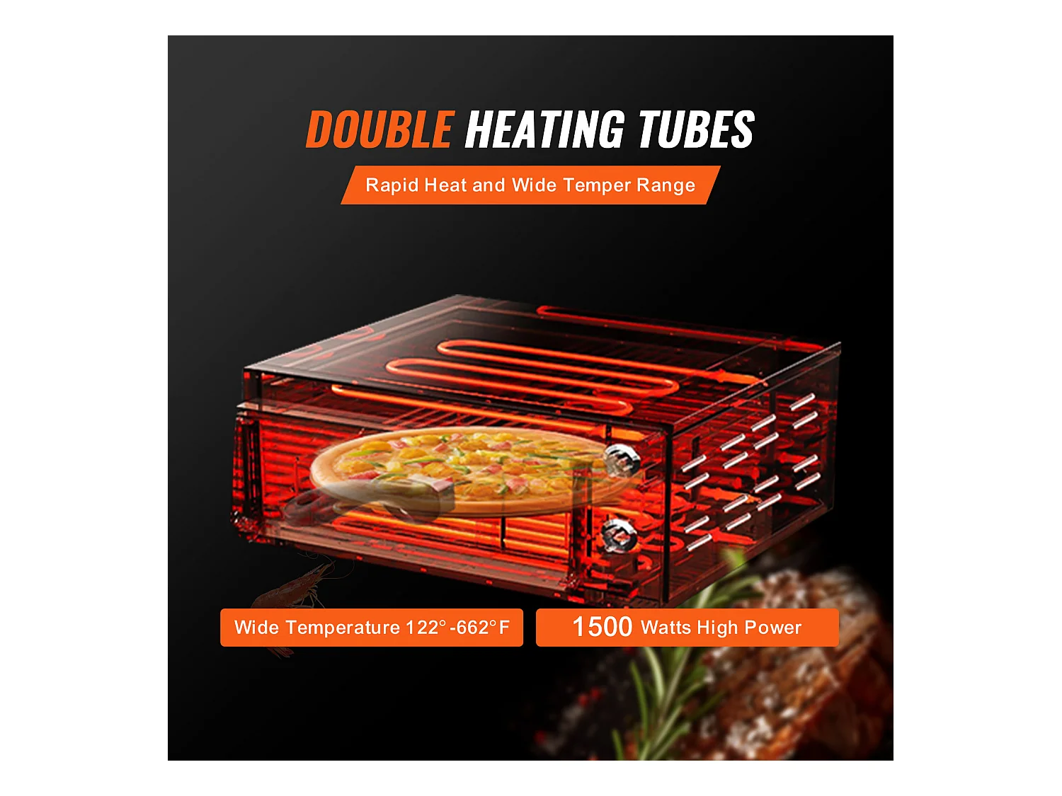 Four à Pizza SucceBuy Électrique de Comptoir, Taille de 30CM, 1500 W, avec Température Réglable et Minuterie de 0 à 120 Minutes