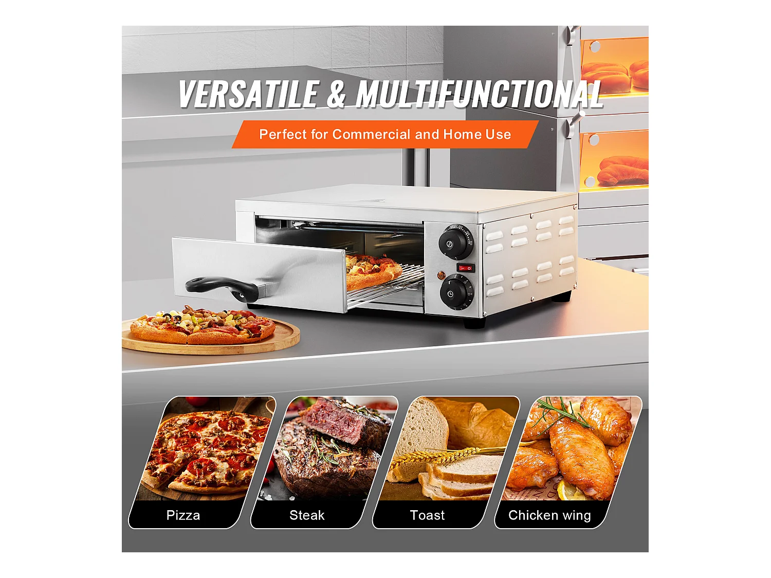 Four à Pizza SucceBuy Électrique de Comptoir, Taille de 30CM, 1500 W, avec Température Réglable et Minuterie de 0 à 120 Minutes