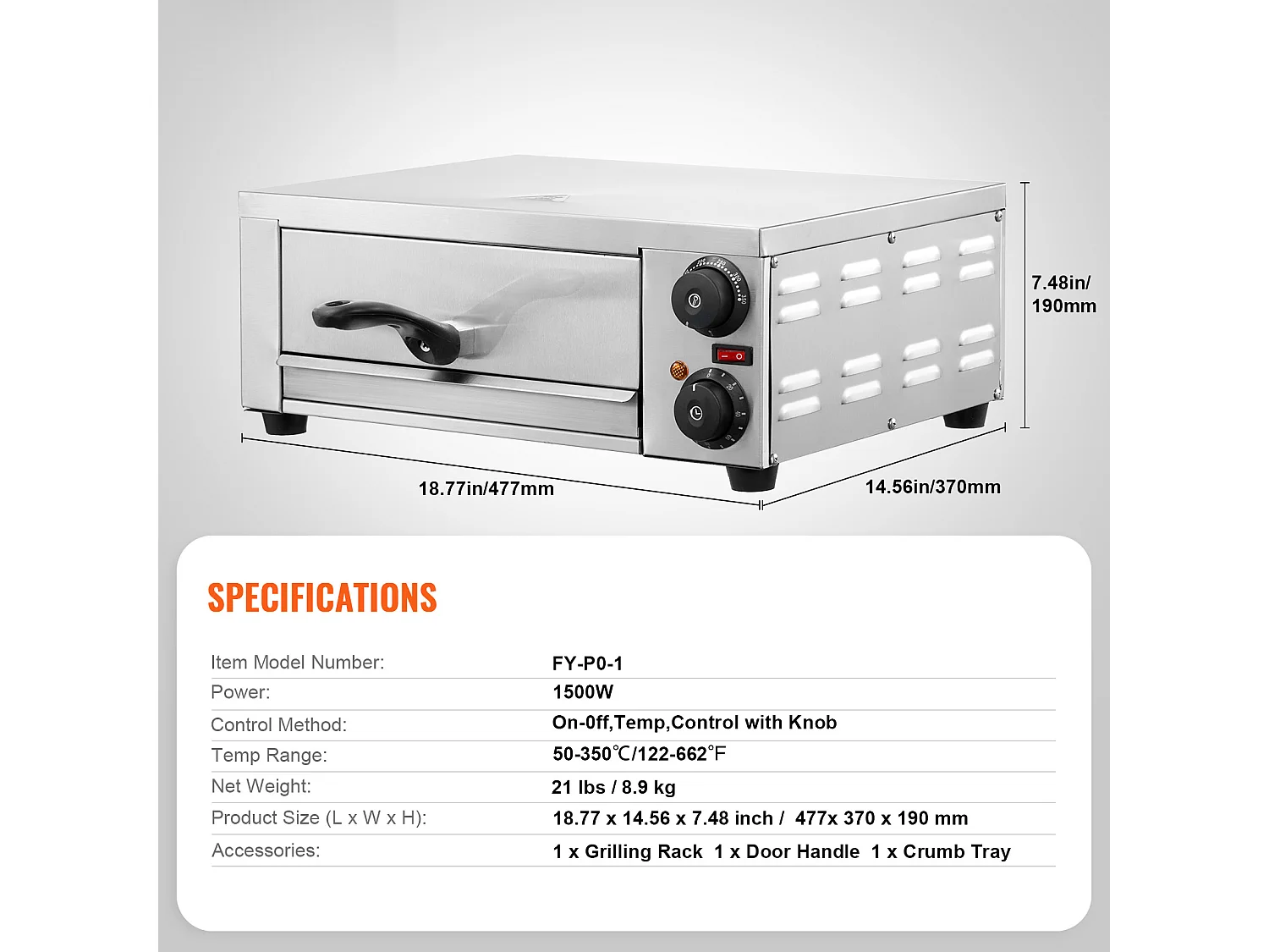 Elektryczny Piec do Pizzy SucceBuy na Stół, Rozmiar 30CM, 1500 W, z Regulowalną Temperaturą i Czasomierzem od 0 do 120 Minut