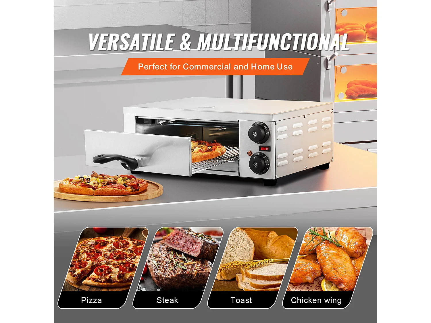 Elektryczny Piec do Pizzy SucceBuy na Stół, Rozmiar 30CM, 1500 W, z Regulowalną Temperaturą i Czasomierzem od 0 do 120 Minut