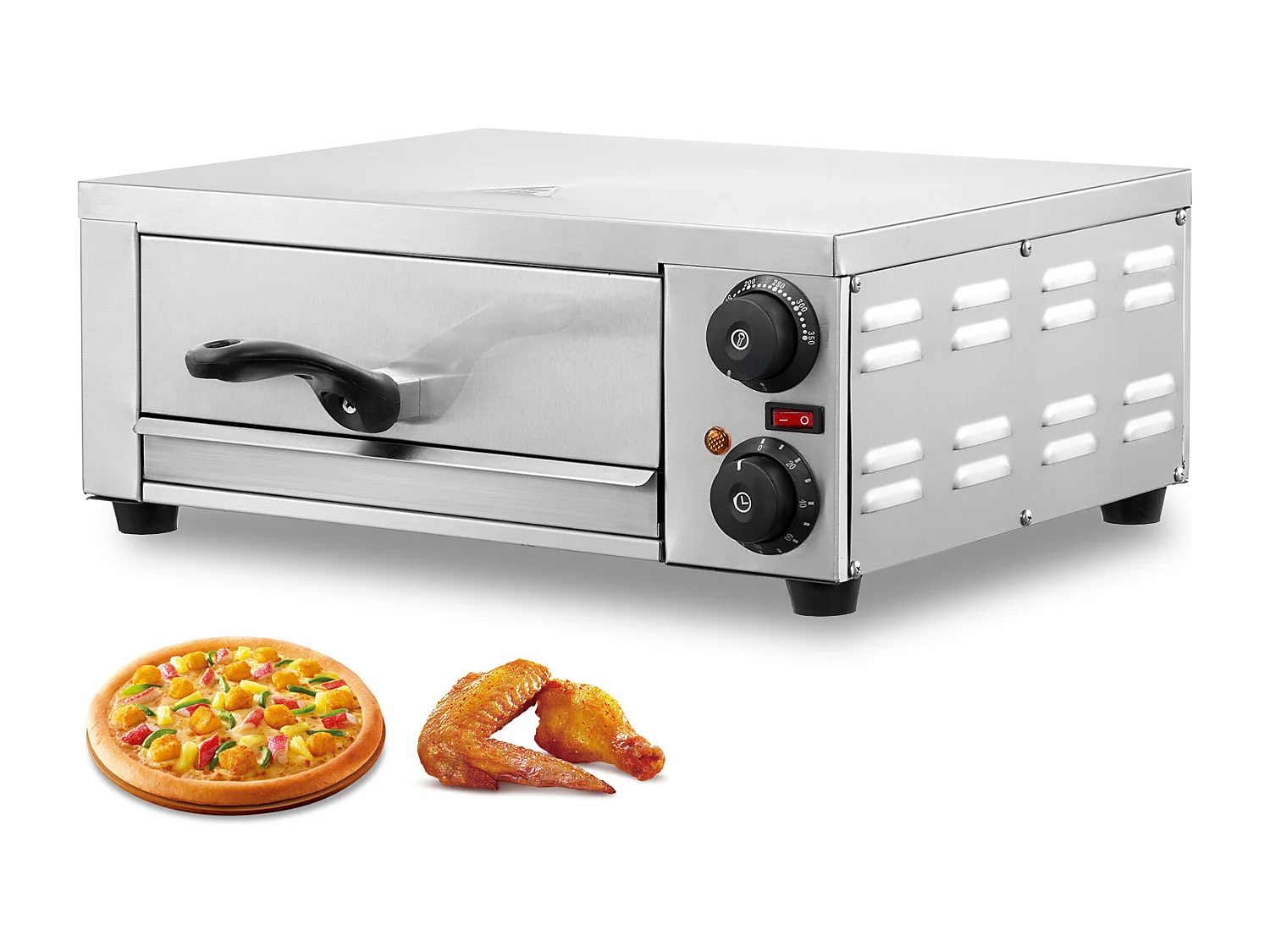 Elektryczny Piec do Pizzy SucceBuy na Stół, Rozmiar 30CM, 1500 W, z Regulowalną Temperaturą i Czasomierzem od 0 do 120 Minut