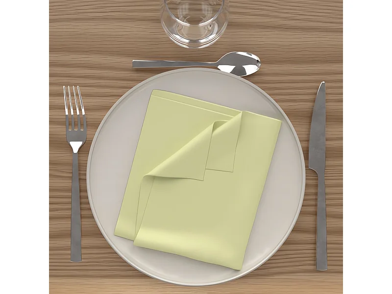 Lot de 3 serviettes de table 40x40 cm Alix vert citron, par Soleil d'Ocre ALIX vert citron