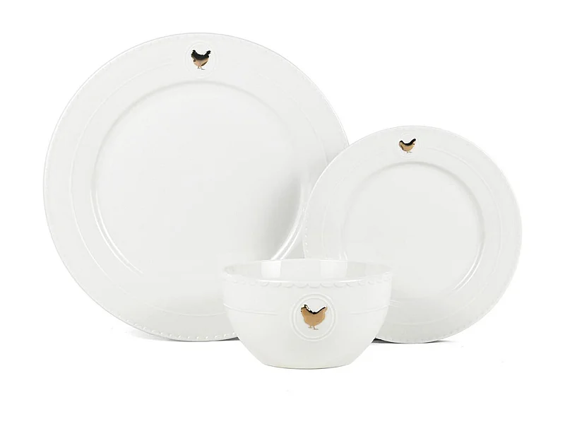 Service 18 pièces blanc et or - "Gallus"