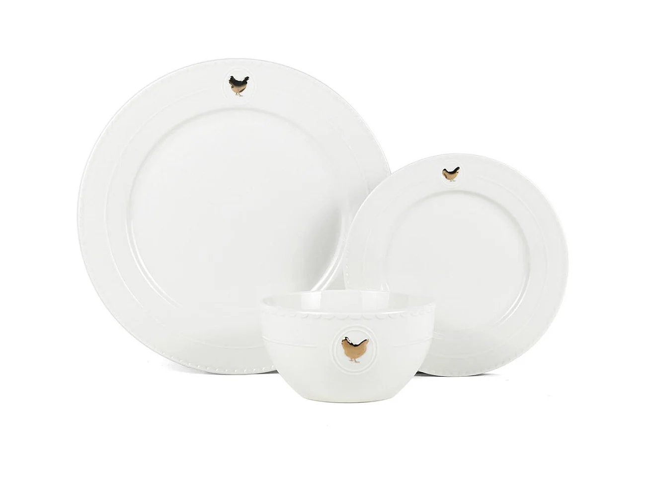Service 18 pièces blanc et or - "Gallus"