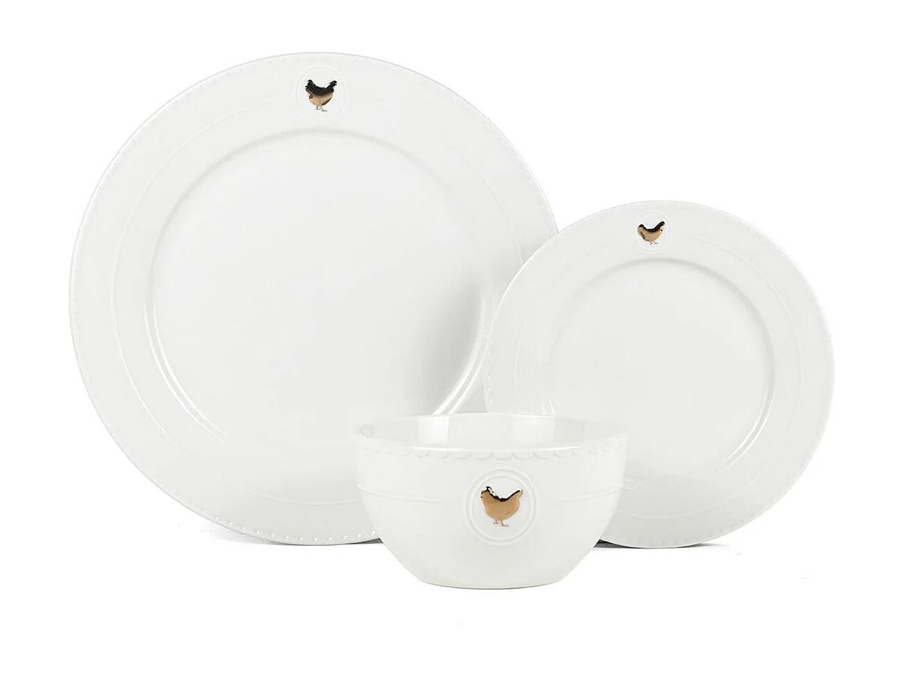 Service 18 pièces blanc et or - "Gallus"