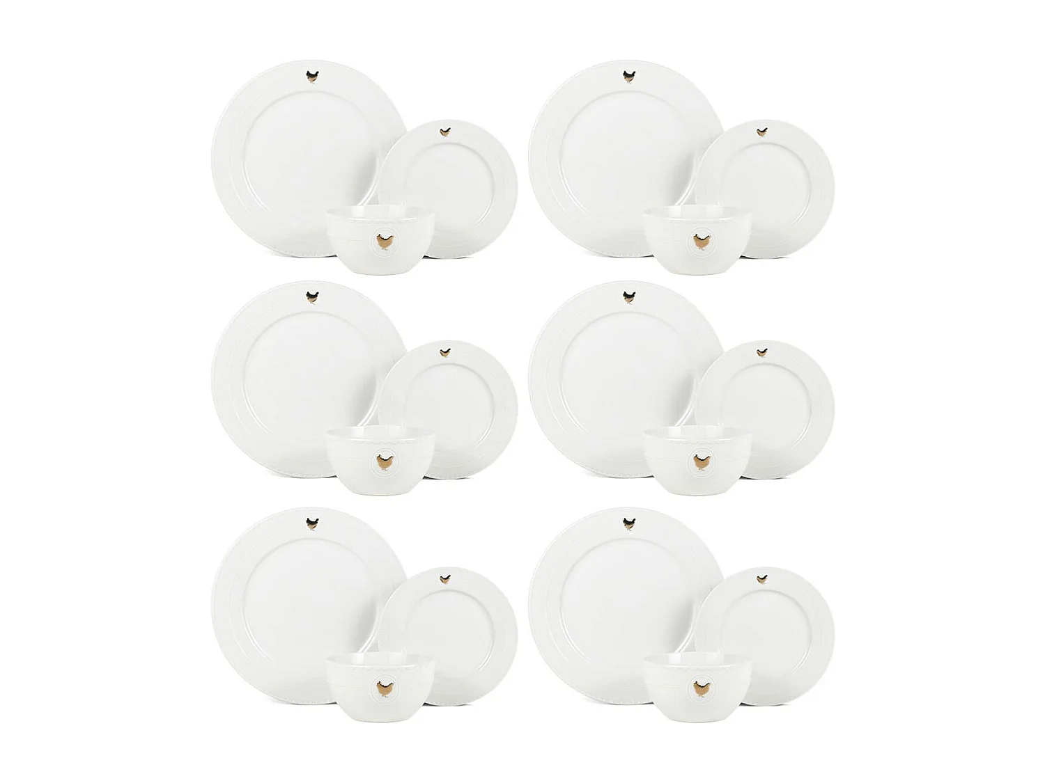 Service 18 pièces blanc et or - "Gallus"