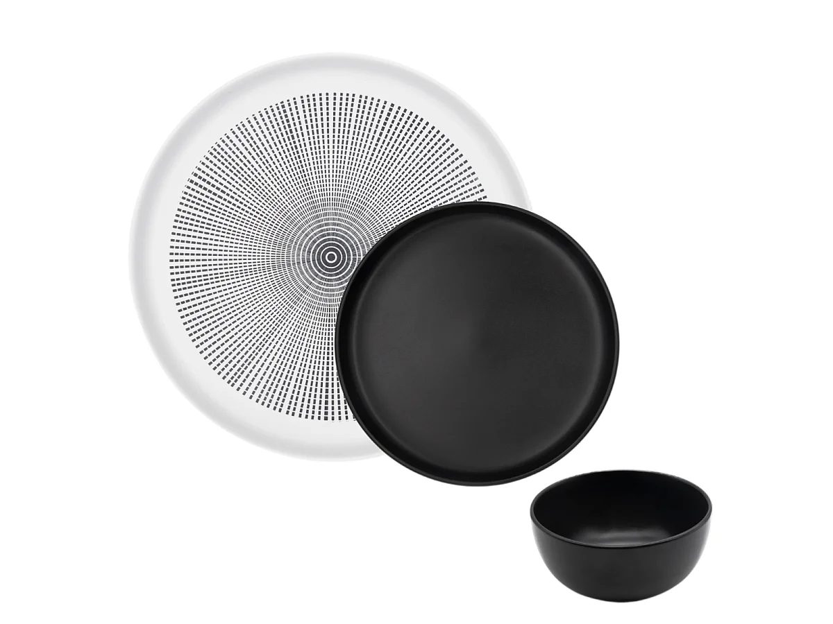 Service 18 pièces noir et blanc - "Aïna"