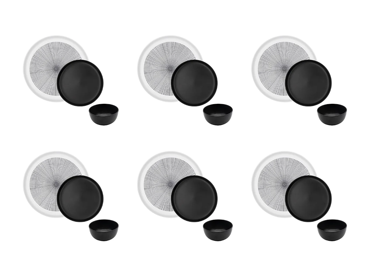 Service 18 pièces noir et blanc - "Aïna"