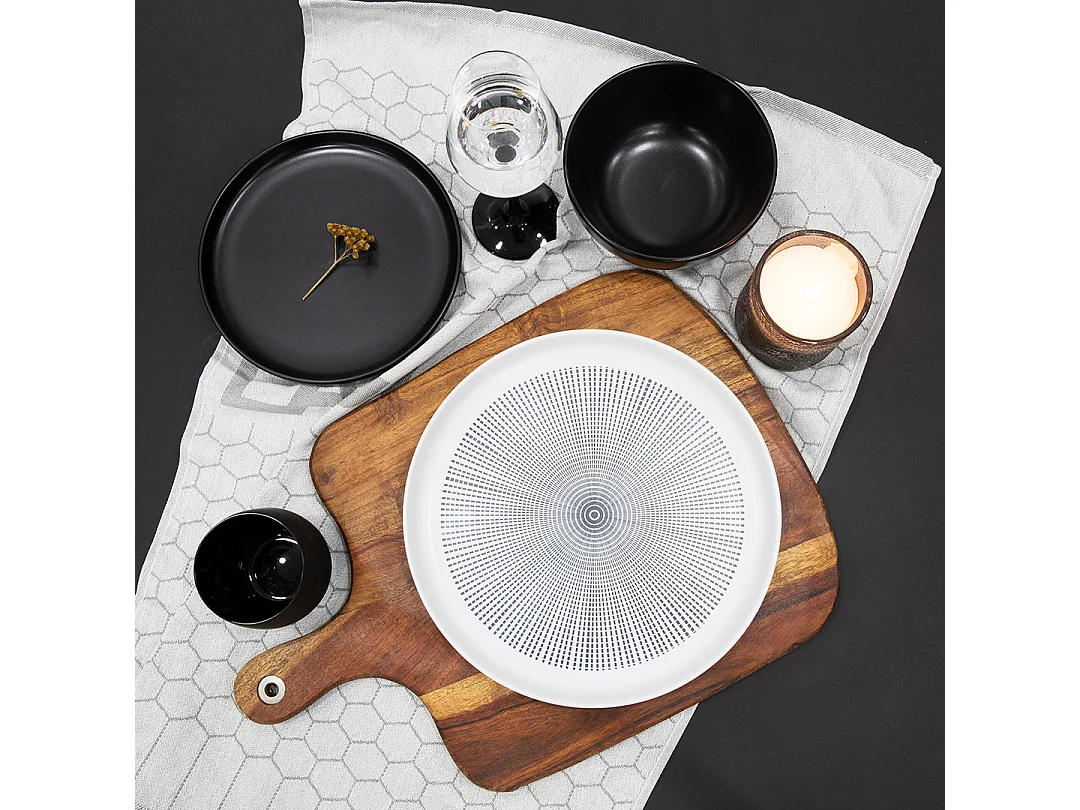 Service 18 pièces noir et blanc - "Aïna"