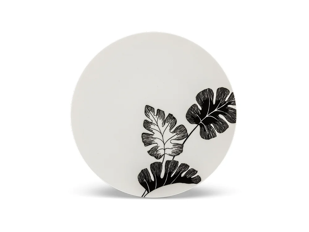 Service 18 pièces noir et blanc - "Leaf"