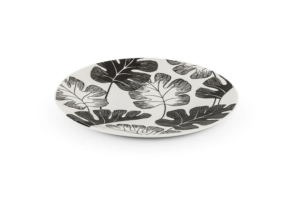 Service 18 pièces noir et blanc - "Leaf"