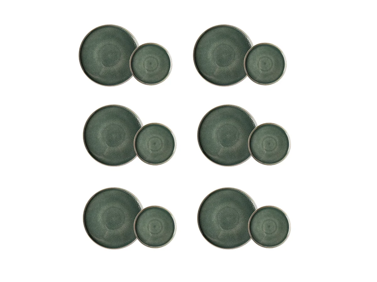 Service de table 12 pièces en grès - Vert - Jade