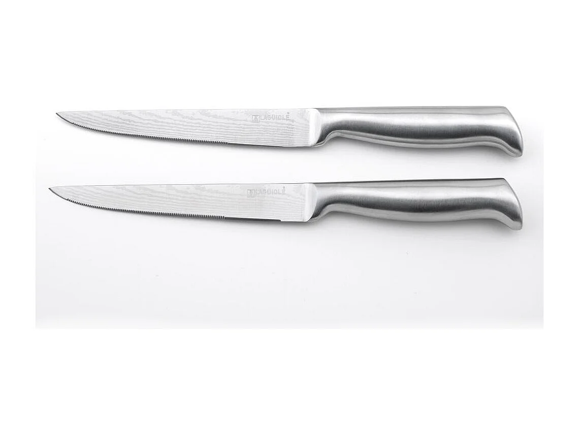 2 couteaux à steak argent 25cm - "Nouvelle vague