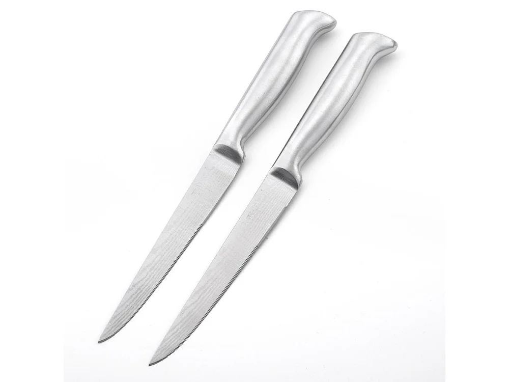 2 couteaux à steak argent 25cm - "Nouvelle vague
