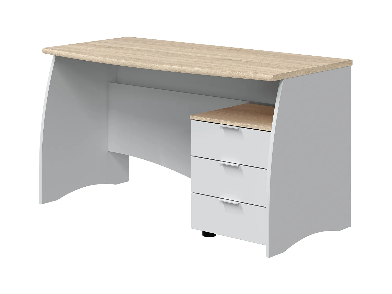 Scrivania con 3 Cassetti Bliss Scrittoio da Studio o Ufficio Mobile Desk da Soggiorno Sala da Pranzo 136 x 74 x 67 cm Colore Bianco e Rovere