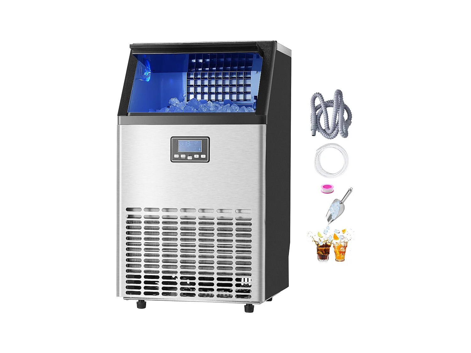 Machine à Glaçons SucceBuy Machine Commerciale de Glaçon 45.36 kg/Jour avec l'Affichage à LED pour la Gastronomie