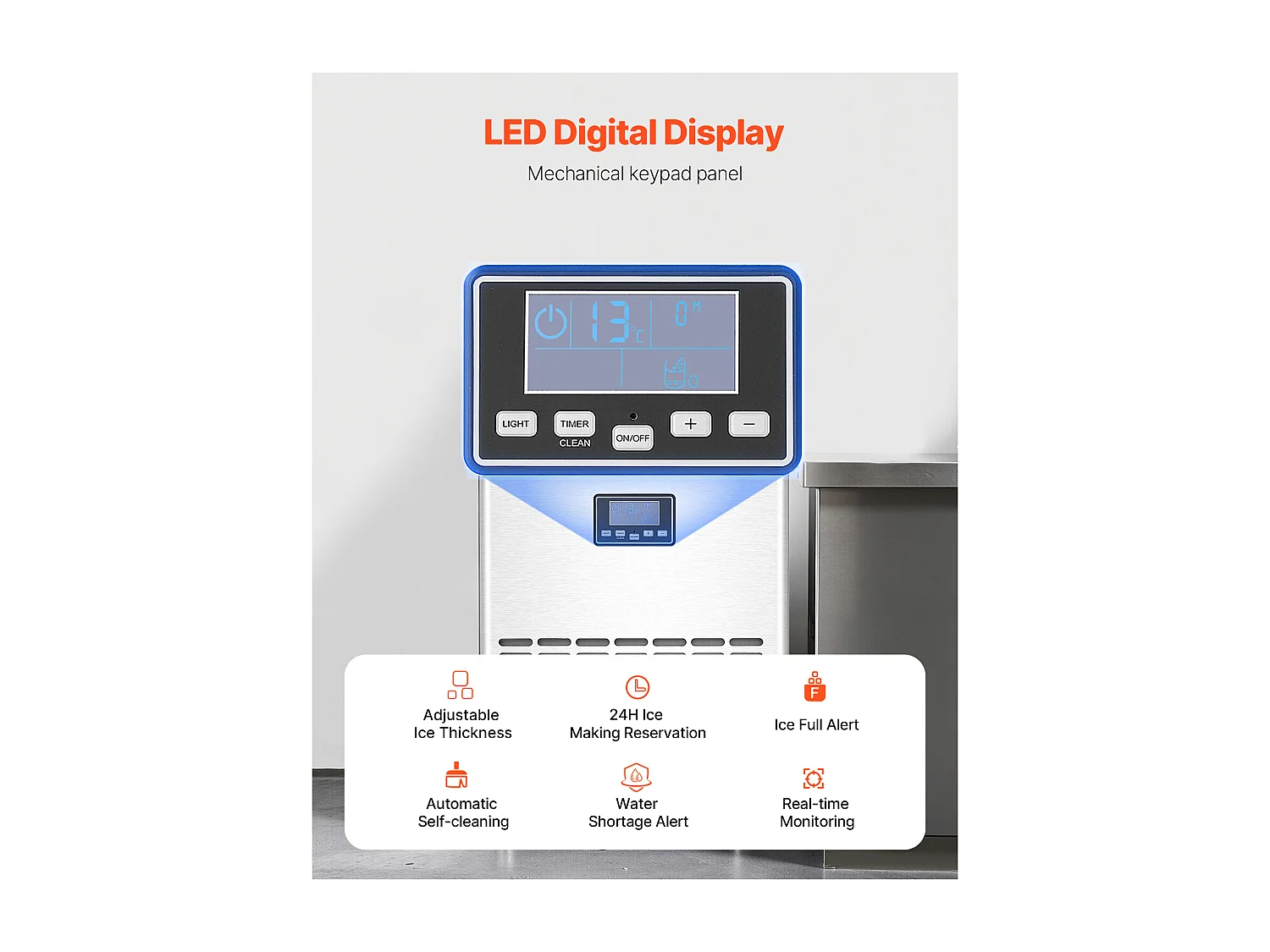Machine à Glaçons SucceBuy Machine Commerciale de Glaçon 45.36 kg/Jour avec l'Affichage à LED pour la Gastronomie