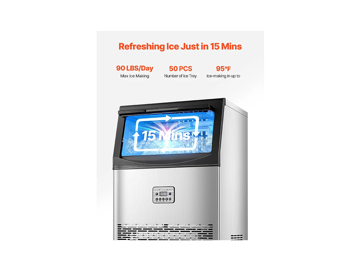 Machine à Glaçons SucceBuy Machine Commerciale de Glaçon avec l'Affichage à LED 40.82 kg/Day pour la Gastronomie