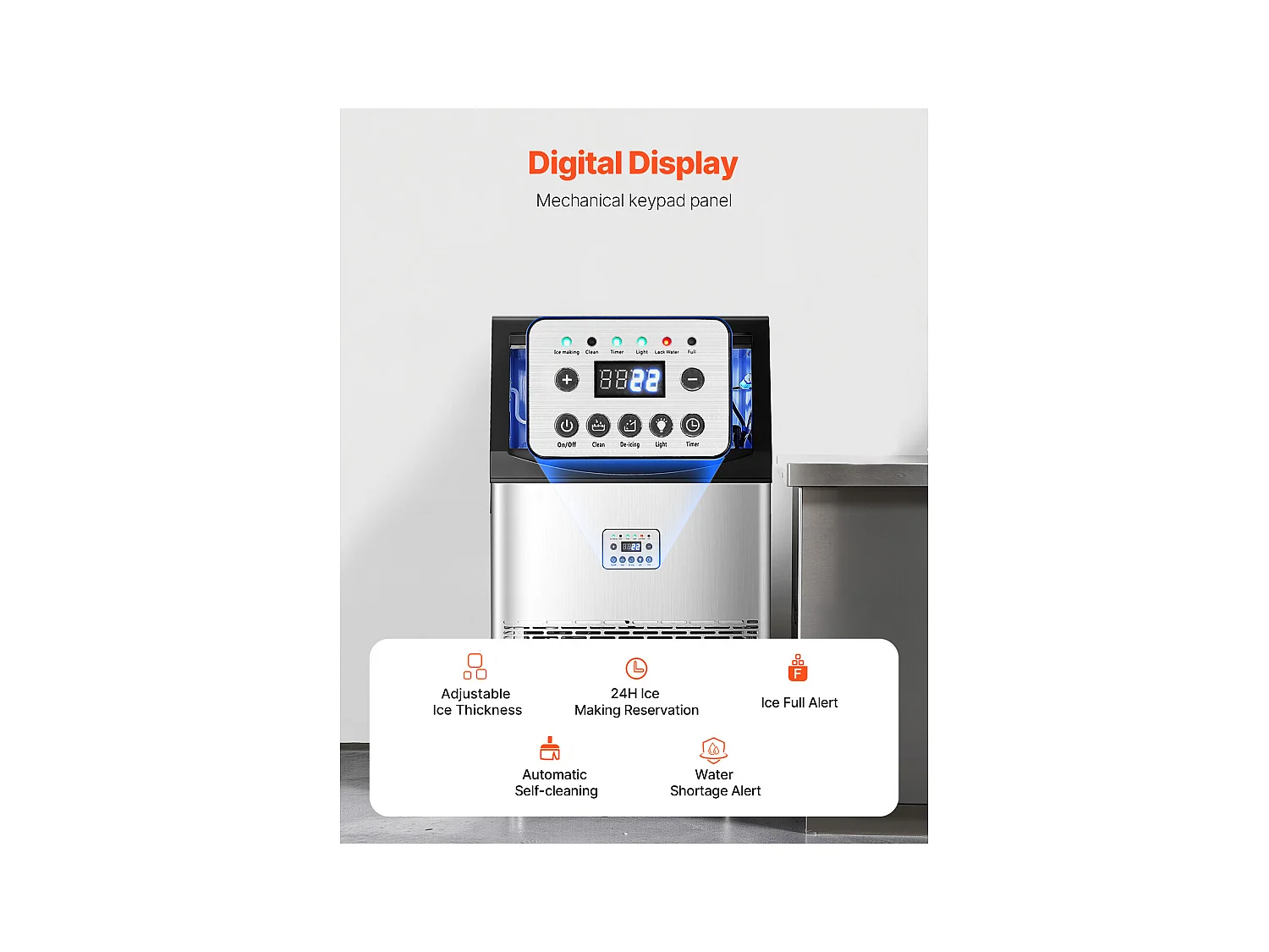 Machine à Glaçons SucceBuy Machine Commerciale de Glaçon avec l'Affichage à LED 40.82 kg/Day pour la Gastronomie