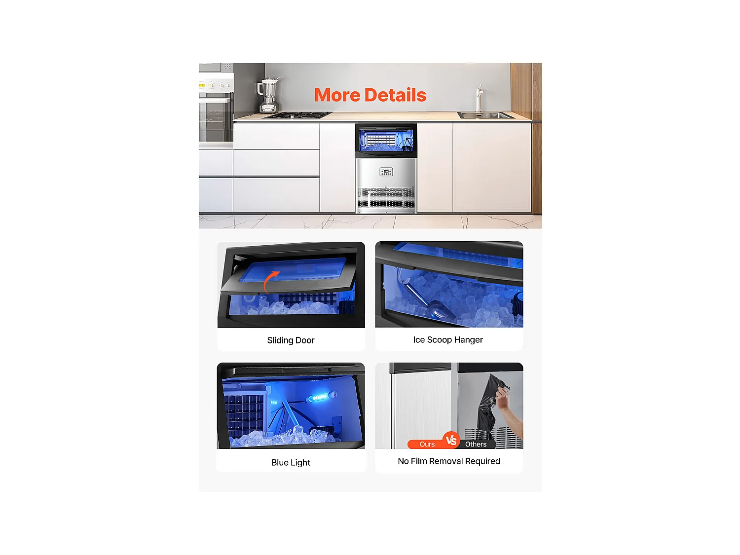 Machine à Glaçons SucceBuy Machine Commerciale de Glaçon avec l'Affichage à LED 40.82 kg/Day pour la Gastronomie