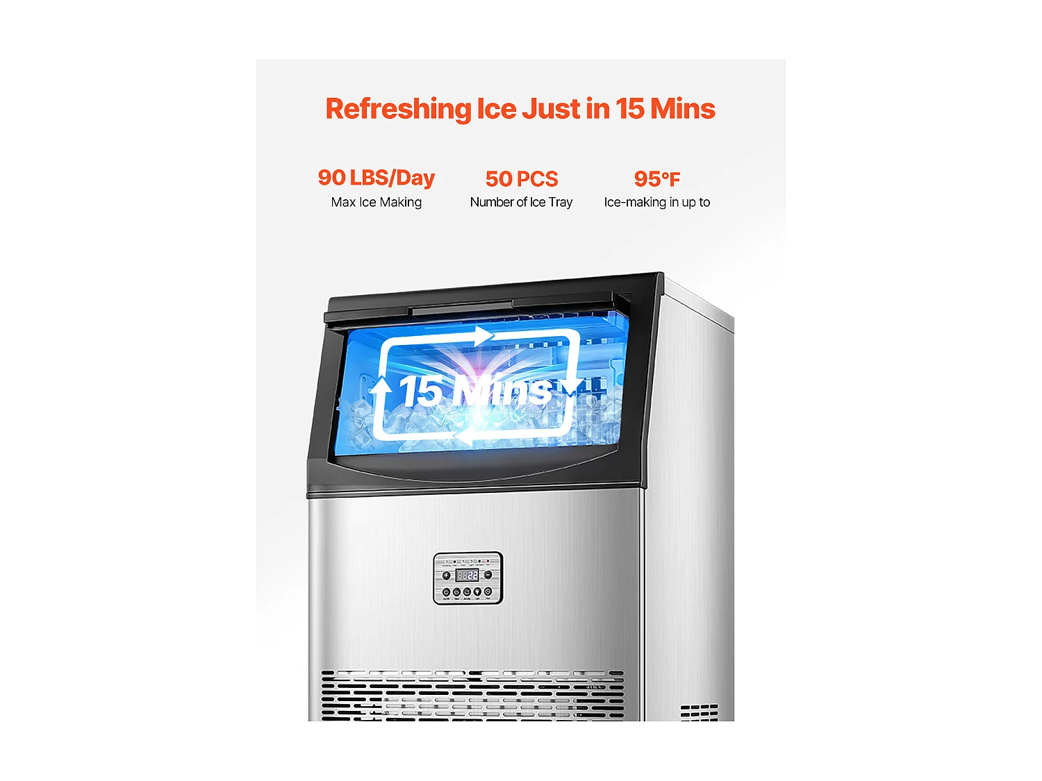 Machine à Glaçons SucceBuy Machine Commerciale de Glaçon avec l'Affichage à LED 40.82 kg/Day pour la Gastronomie