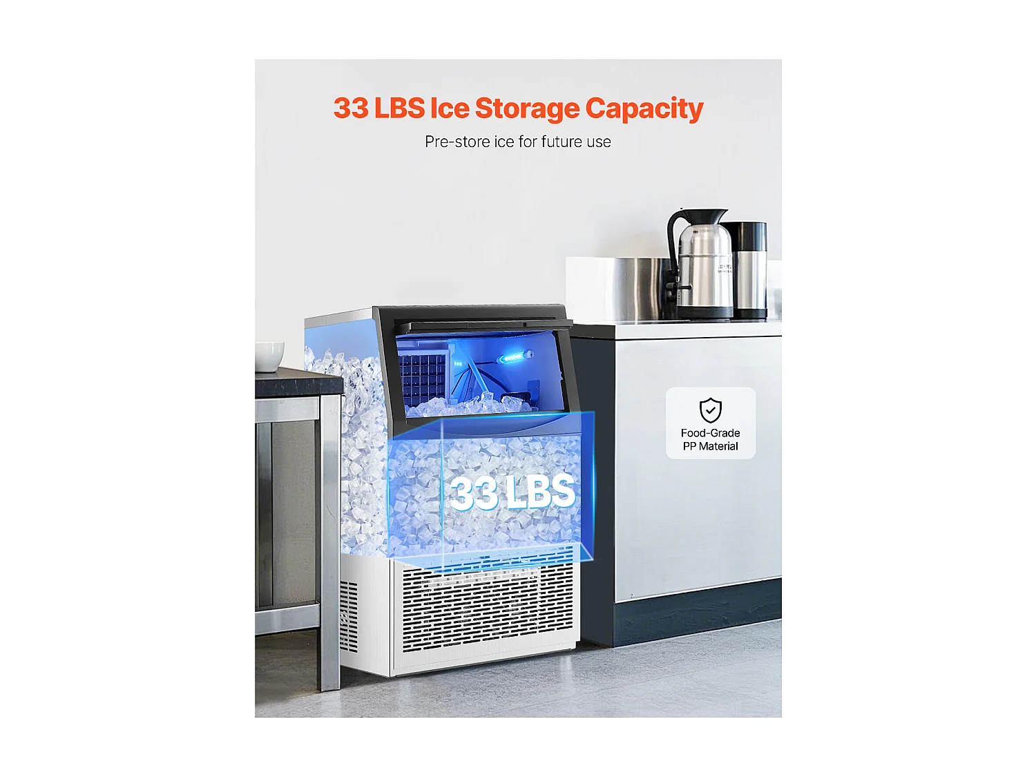 Machine à Glaçons SucceBuy Machine Commerciale de Glaçon avec l'Affichage à LED 40.82 kg/Day pour la Gastronomie