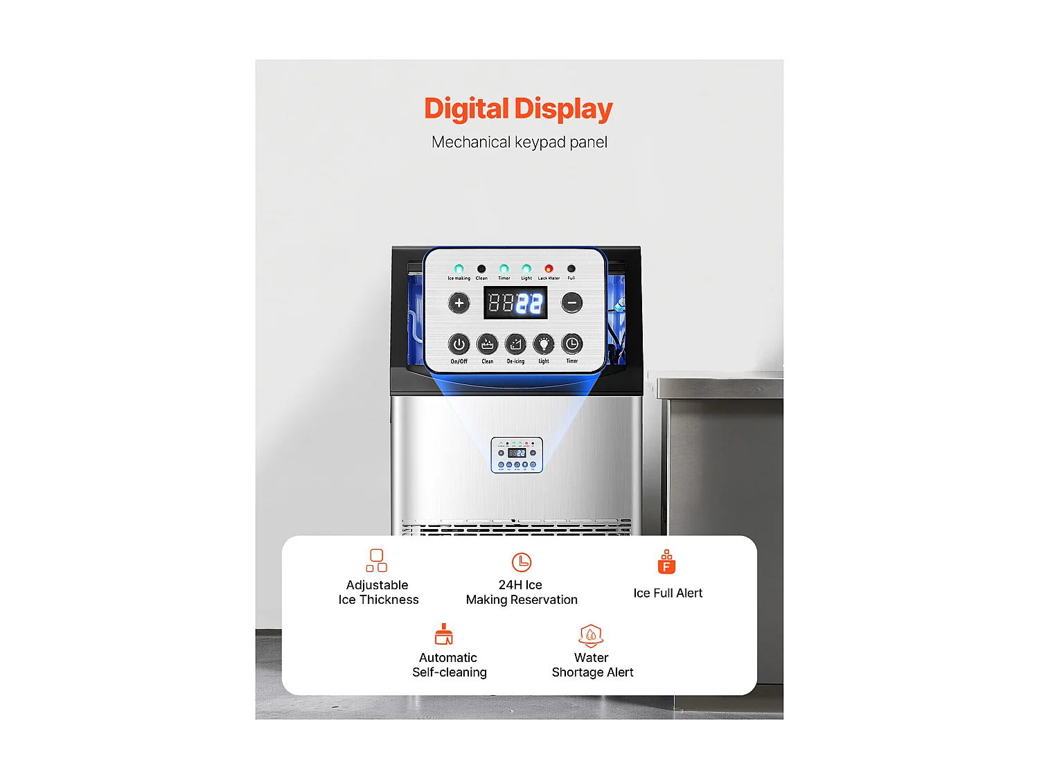 Machine à Glaçons SucceBuy Machine Commerciale de Glaçon avec l'Affichage à LED 40.82 kg/Day pour la Gastronomie