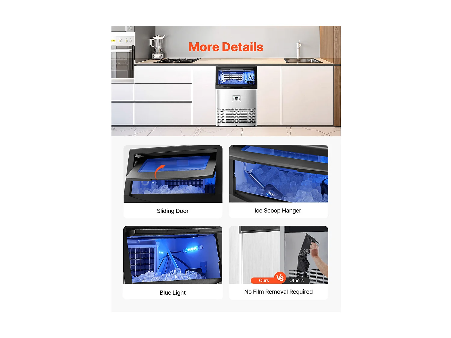 Machine à Glaçons SucceBuy Machine Commerciale de Glaçon avec l'Affichage à LED 40.82 kg/Day pour la Gastronomie