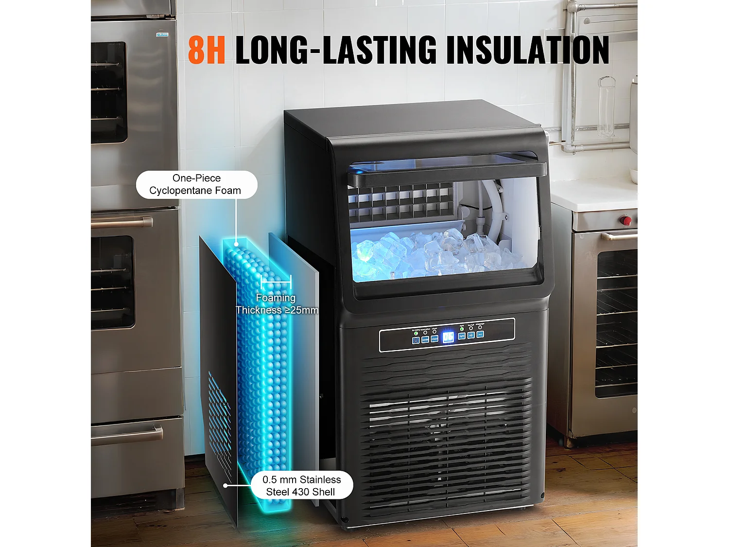 Machine à Glaçons SucceBuy Machine à Glaçons Commerciale 31.75 kg/24 h, Armoire Autonome, 36 Glaçons