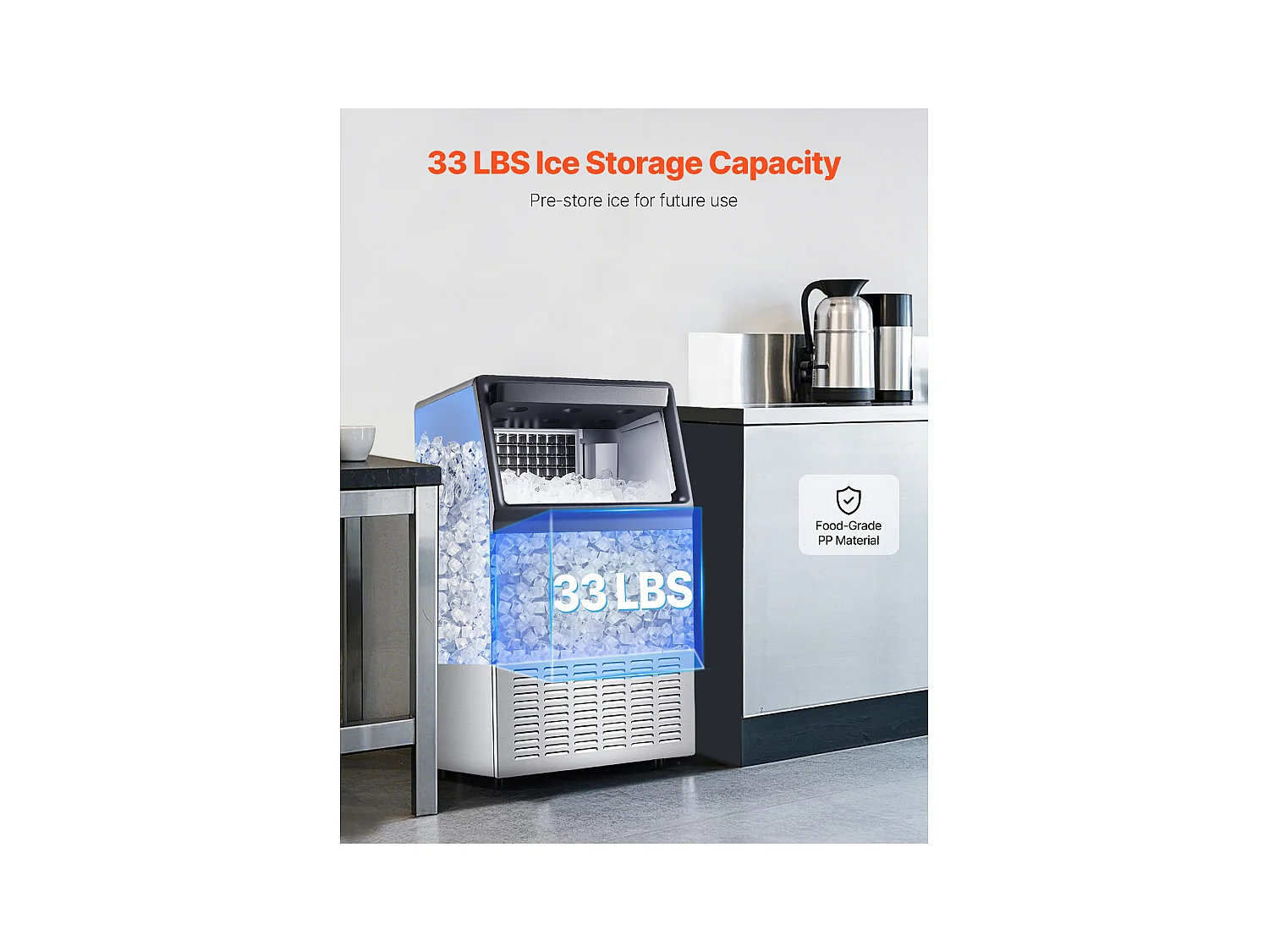 Máquina de Gelo SucceBuy Máquina de Gelo Independente, 50 Cubos, Capacidade 50 kg/24 h para Casa e Bar