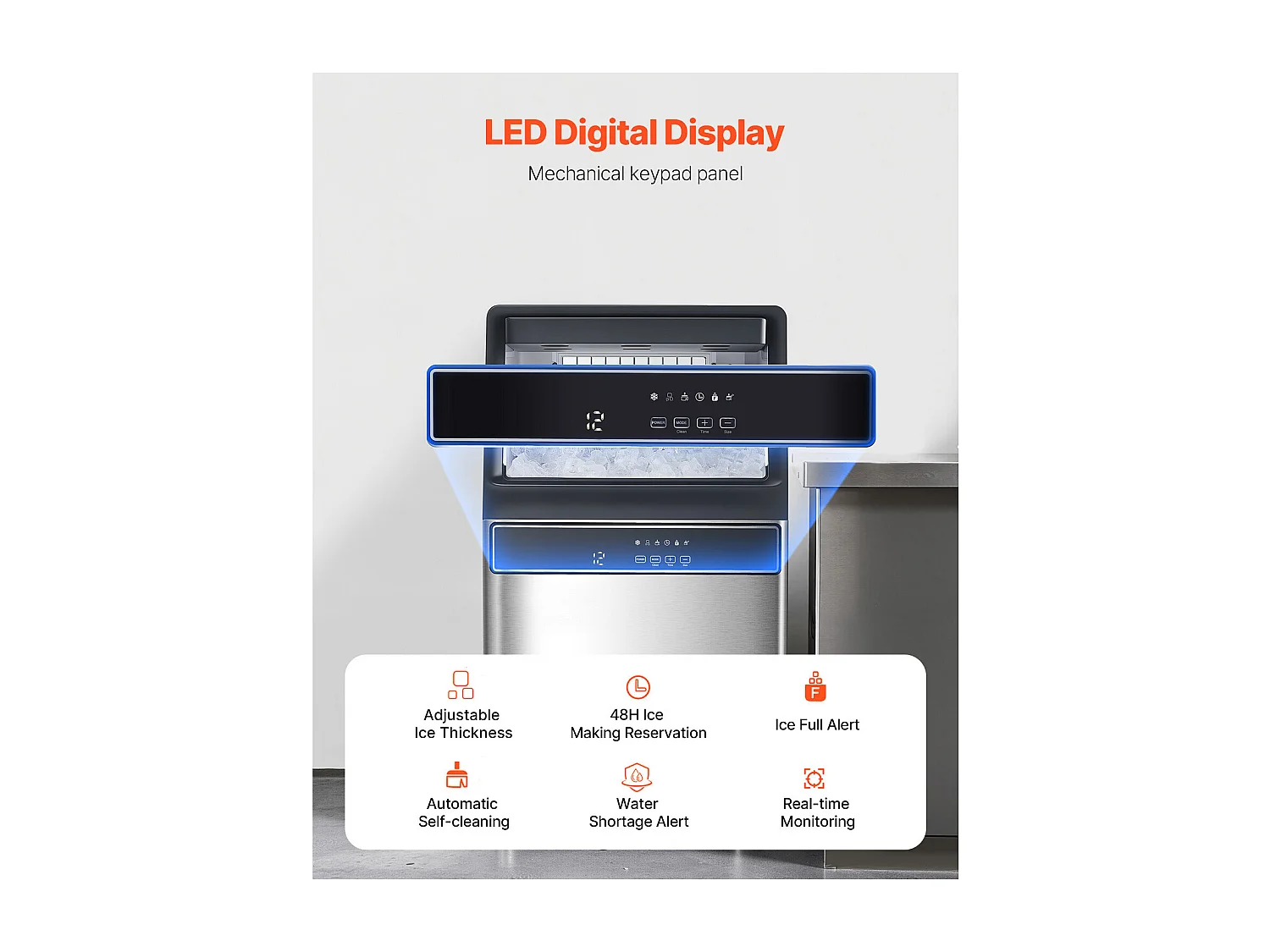 Machine à Glaçons SucceBuy Machine à Glaçons Autonome 50 Glaçons, Capacité 50 kg/24 h pour Maison et Bar