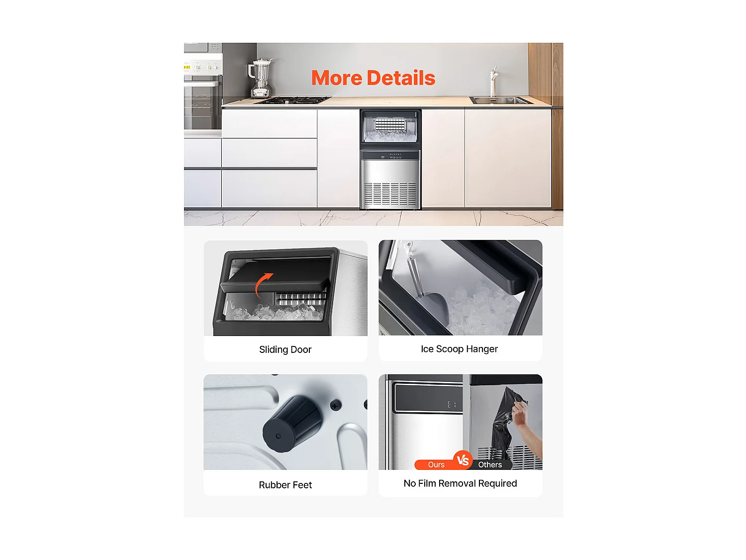 Machine à Glaçons SucceBuy Machine à Glaçons Autonome 50 Glaçons, Capacité 50 kg/24 h pour Maison et Bar