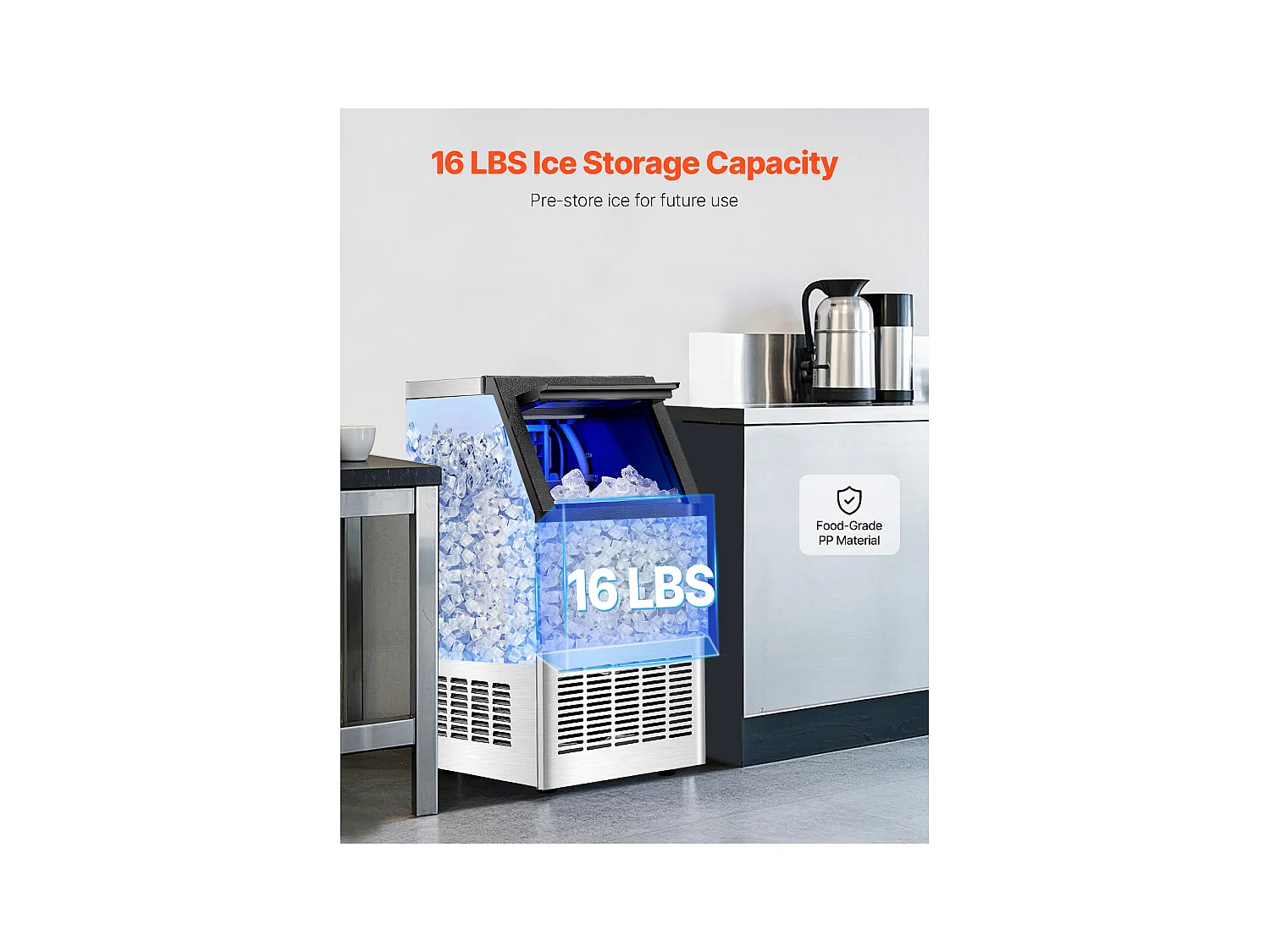 Machine à Glaçons SucceBuy Machine Commerciale de Glaçon 45.36 kg/Jour avec l'Affichage à LED pour la Gastronomie