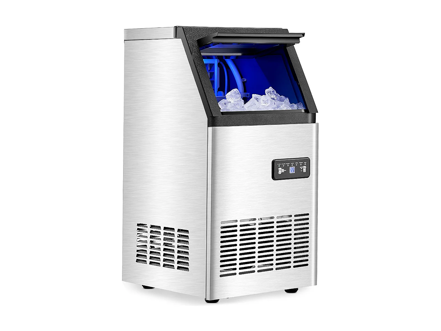 Máquina de Gelo SucceBuy Máquina de Gelo Comercial, 45,36 kg/dia com Display LED para Restaurantes